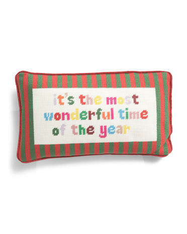 8X14 Most Wonderful Time Needlepoint Pillow, Cotton/Polyester | TJ Maxx