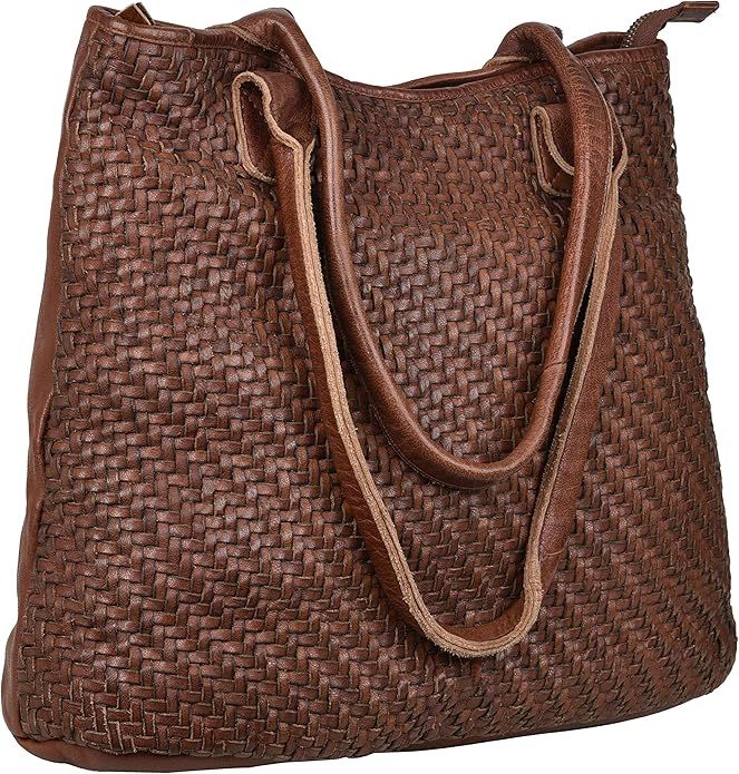 Antonio Valeria Alice Braided Washed Leather HandBag for Women | Amazon (US)