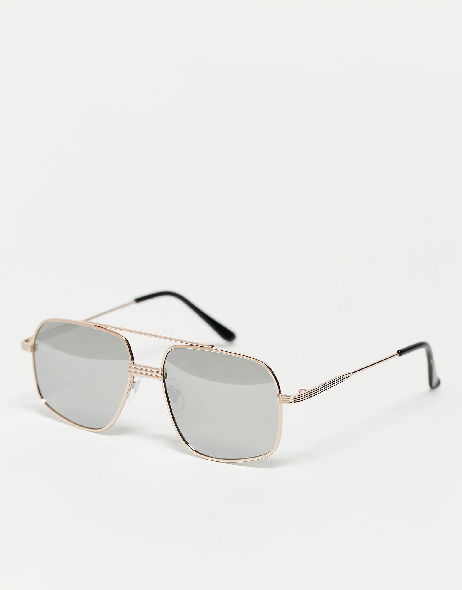 South Beach aviator metal sunglasses with polaroid lenses in silver | ASOS (Global)