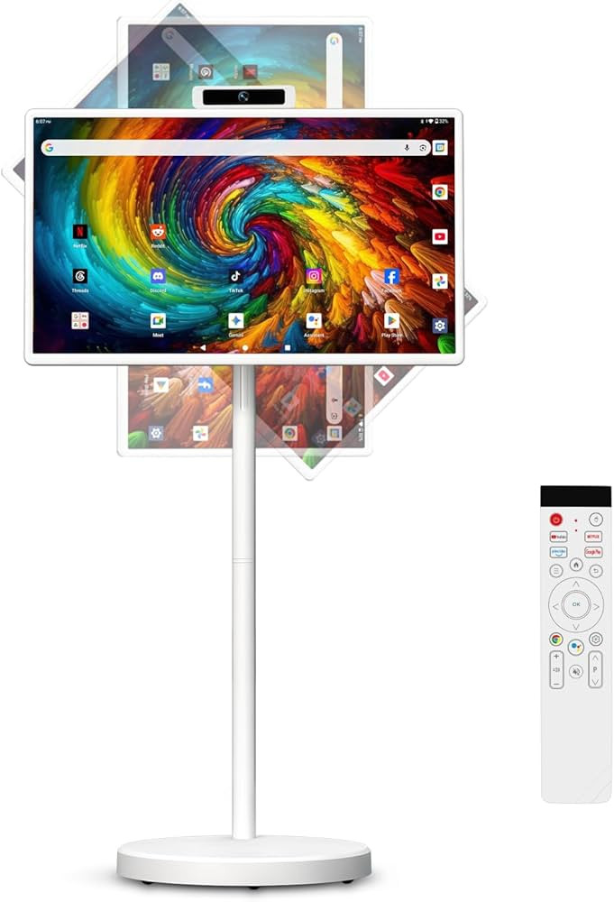 32" Portable Smart Touchscreen Tablet TV on Wheels, Android 15 OS Mobile Smart Display with Googl... | Amazon (US)