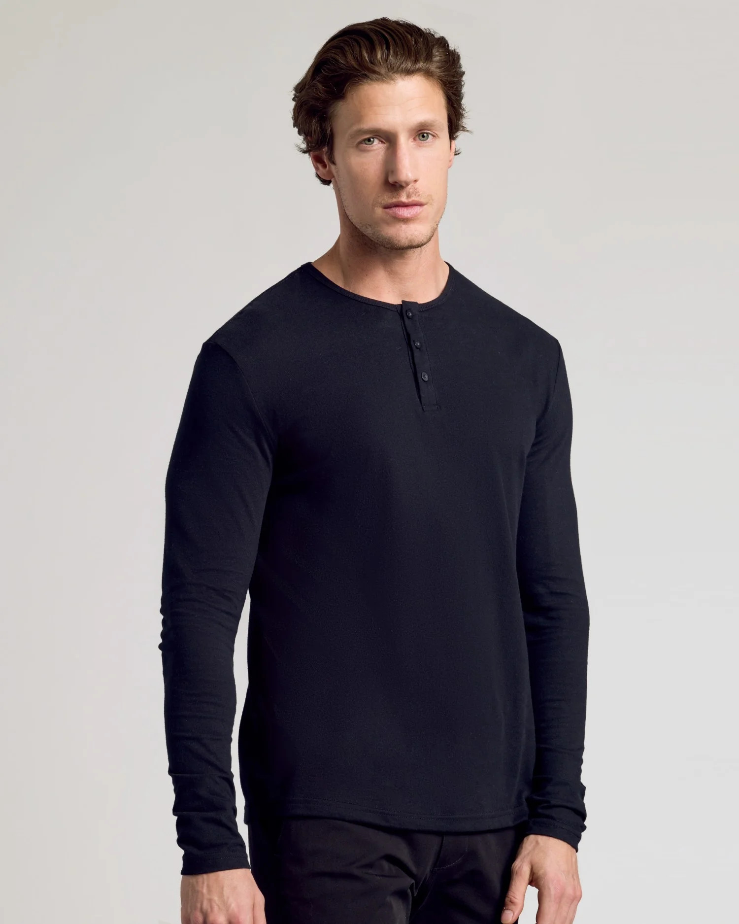 Black Long Sleeve Henley | True Classic
