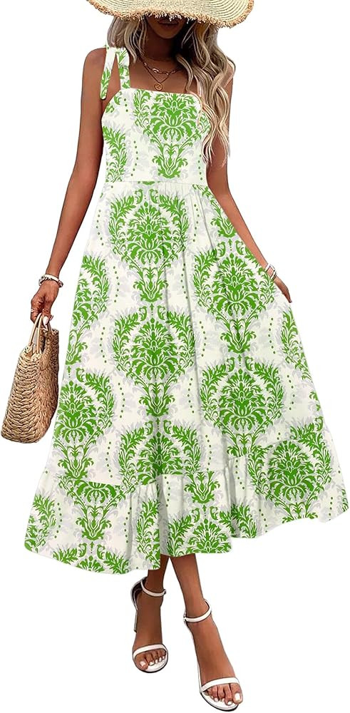 Zeagoo Women Summer Maxi Dress with Pockets 2025 Spaghetti Strap Sundress Casual Flowy Boho Dress... | Amazon (US)