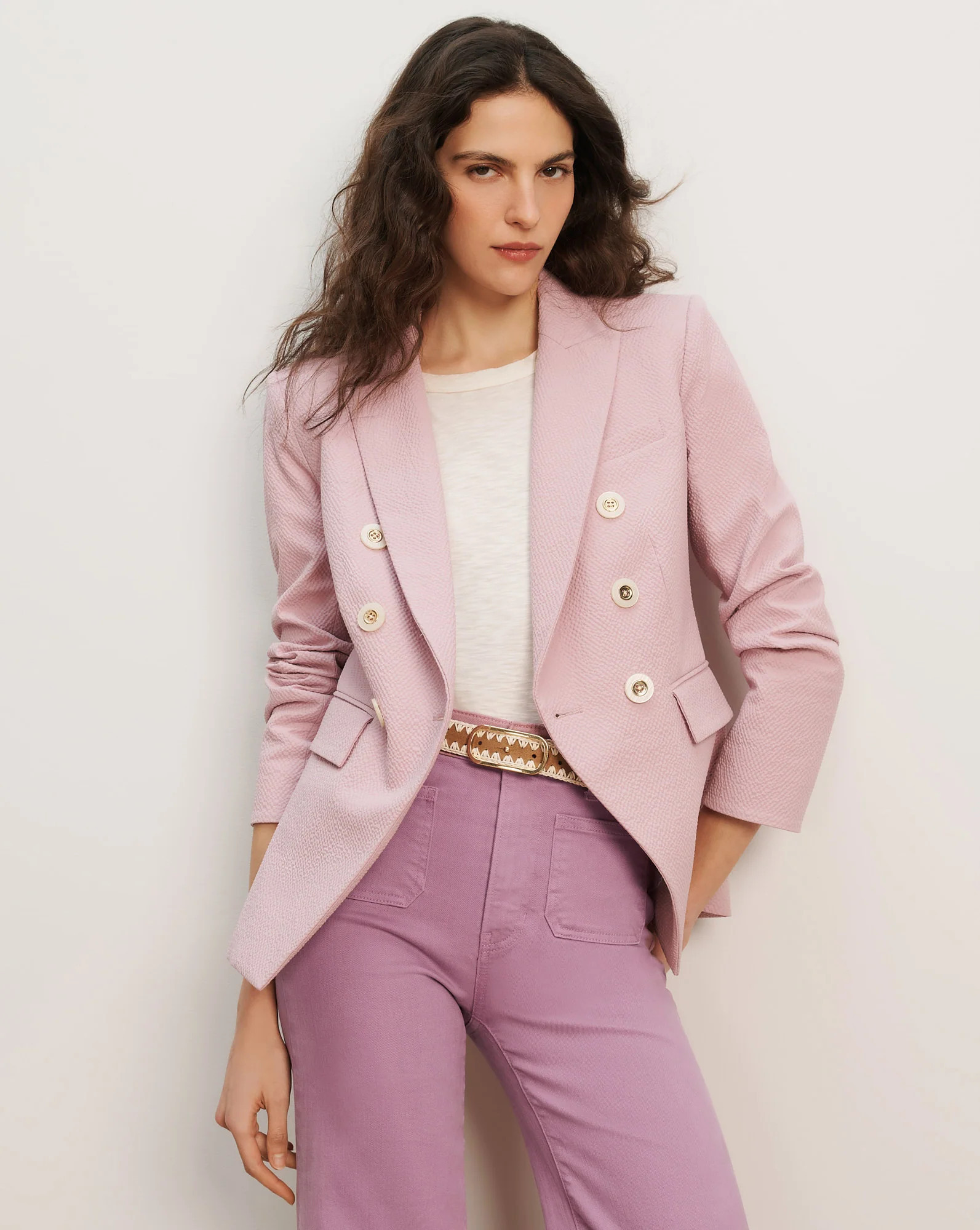 Veronica Beard Miller Seersucker Dickey Jacket Pale Orchid Haze | Veronica Beard
