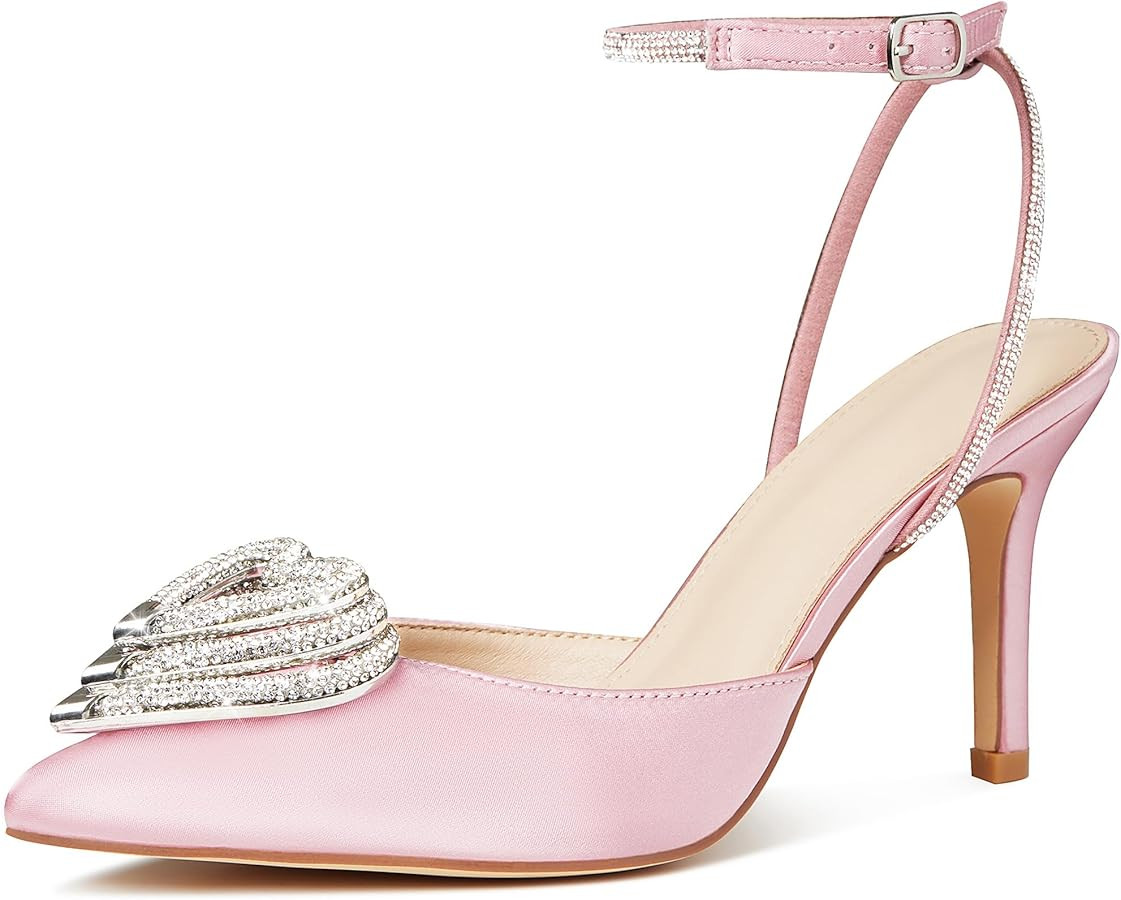 Goiphrri Platform Ankle Strap High Heeled Lace Up Pumps Sandals Ankle Buckle Straps Pump Rhinesto... | Amazon (US)