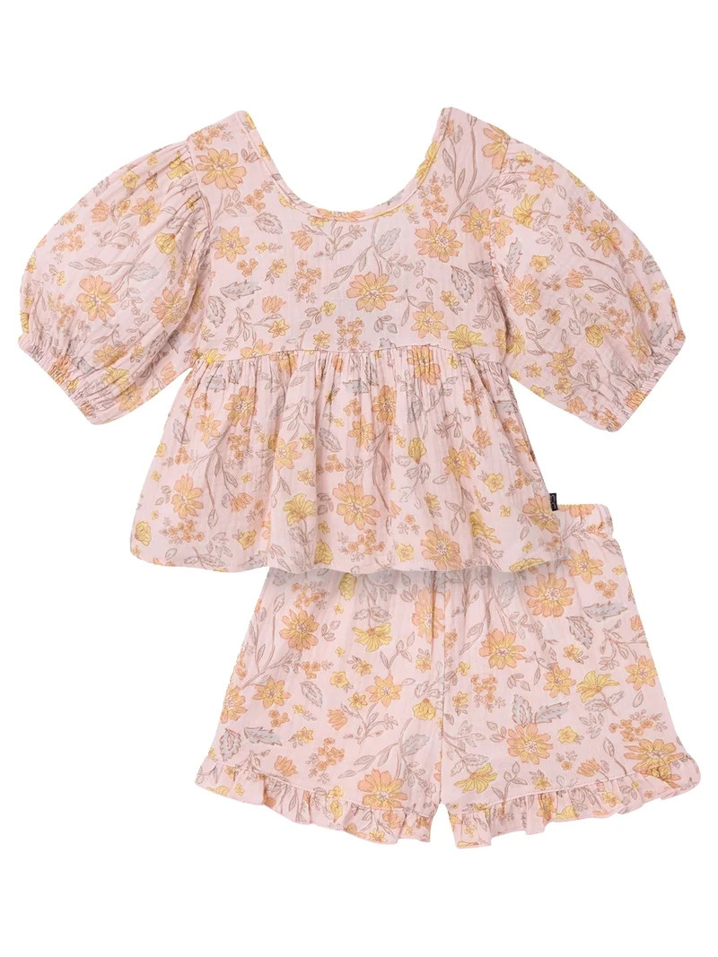 Modern Moments by Gerber Toddler Girl Top and Short Outfit Set with Crossback Detail, 2-Piece, Si... | Walmart (US)