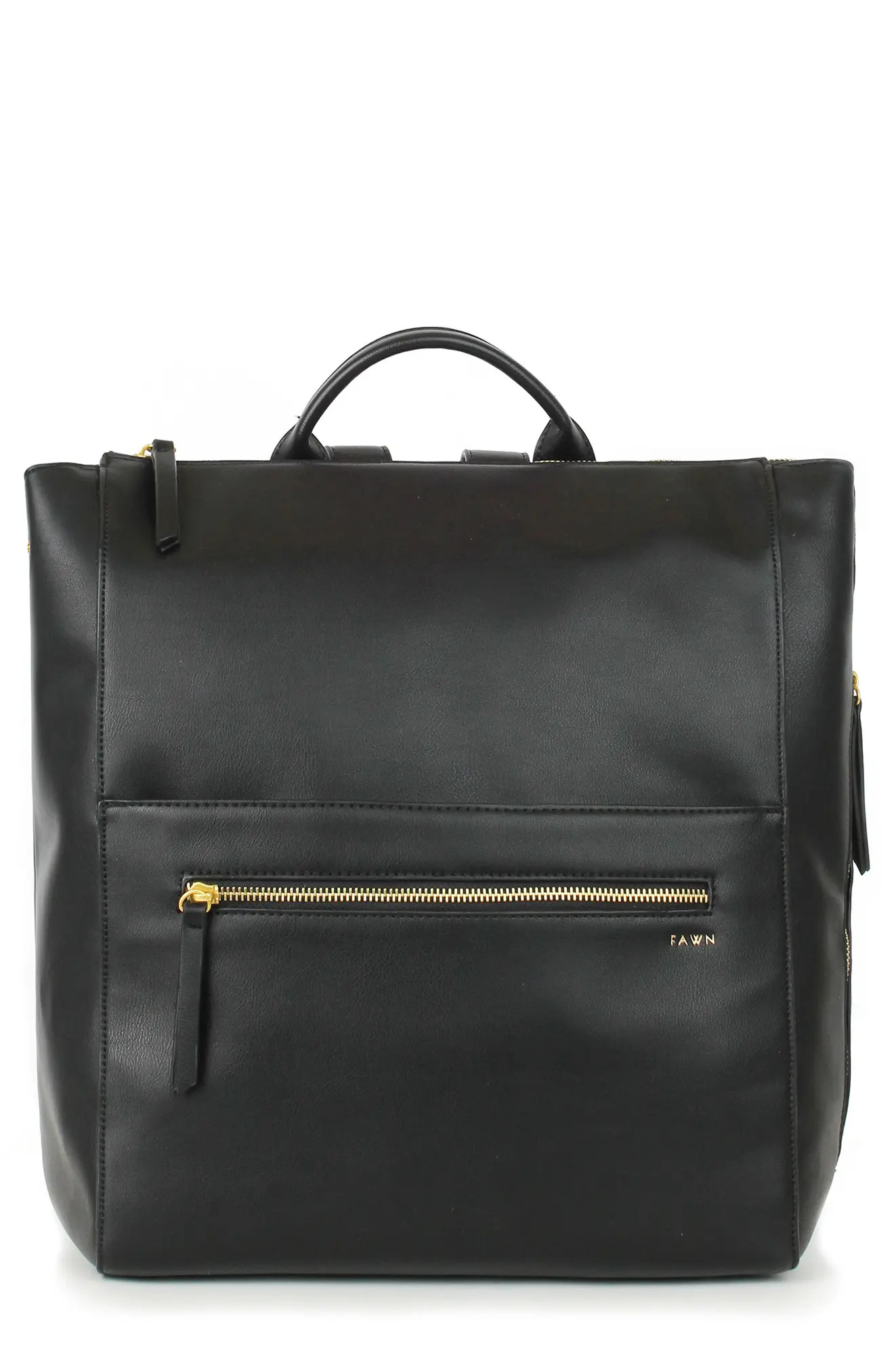 Fawn Design Faux Leather Diaper Bag in Black at Nordstrom | Nordstrom