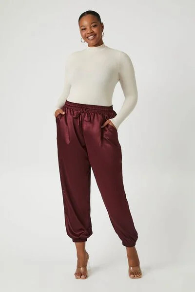 Plus Size Satin Joggers | Forever 21 | Forever 21 (US)