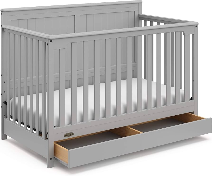 Graco Hadley 5-in-1 Convertible Crib with Drawer (Pebble Gray) – GREENGUARD Gold Certified, Cri... | Amazon (US)