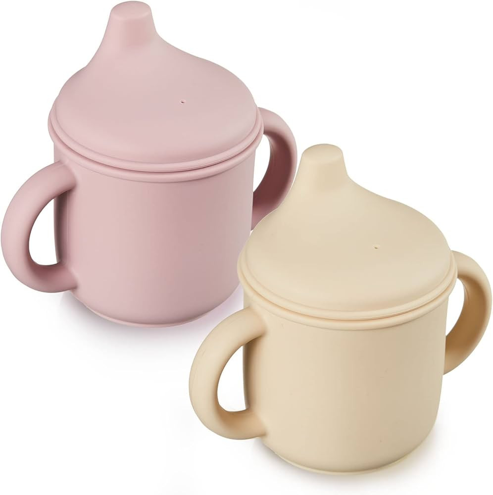 Potchen 2 Pieces Silicone Sippy Cup Training for Baby 6 months+ Soft with Straw Spill Proof Cups ... | Amazon (US)