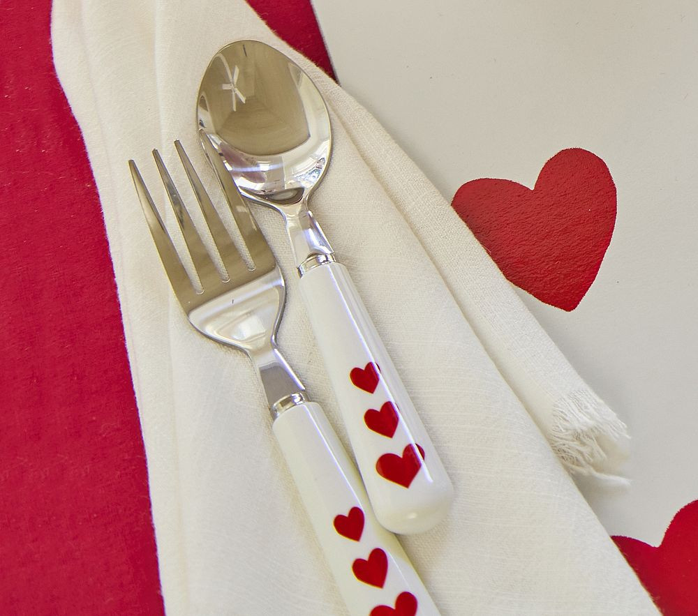 Love Bug Hearts Utensils | Pottery Barn Kids