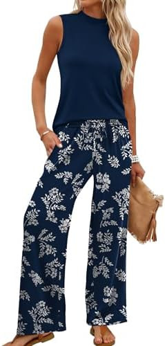 WIHOLL Two Piece Set for Women Summer Spring Outfits Cruise Travel Airport Beach Vacation Mock Ne... | Amazon (US)
