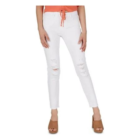 NUMERO Womens White Distressed Skinny Pants 27 Waist | Walmart (US)