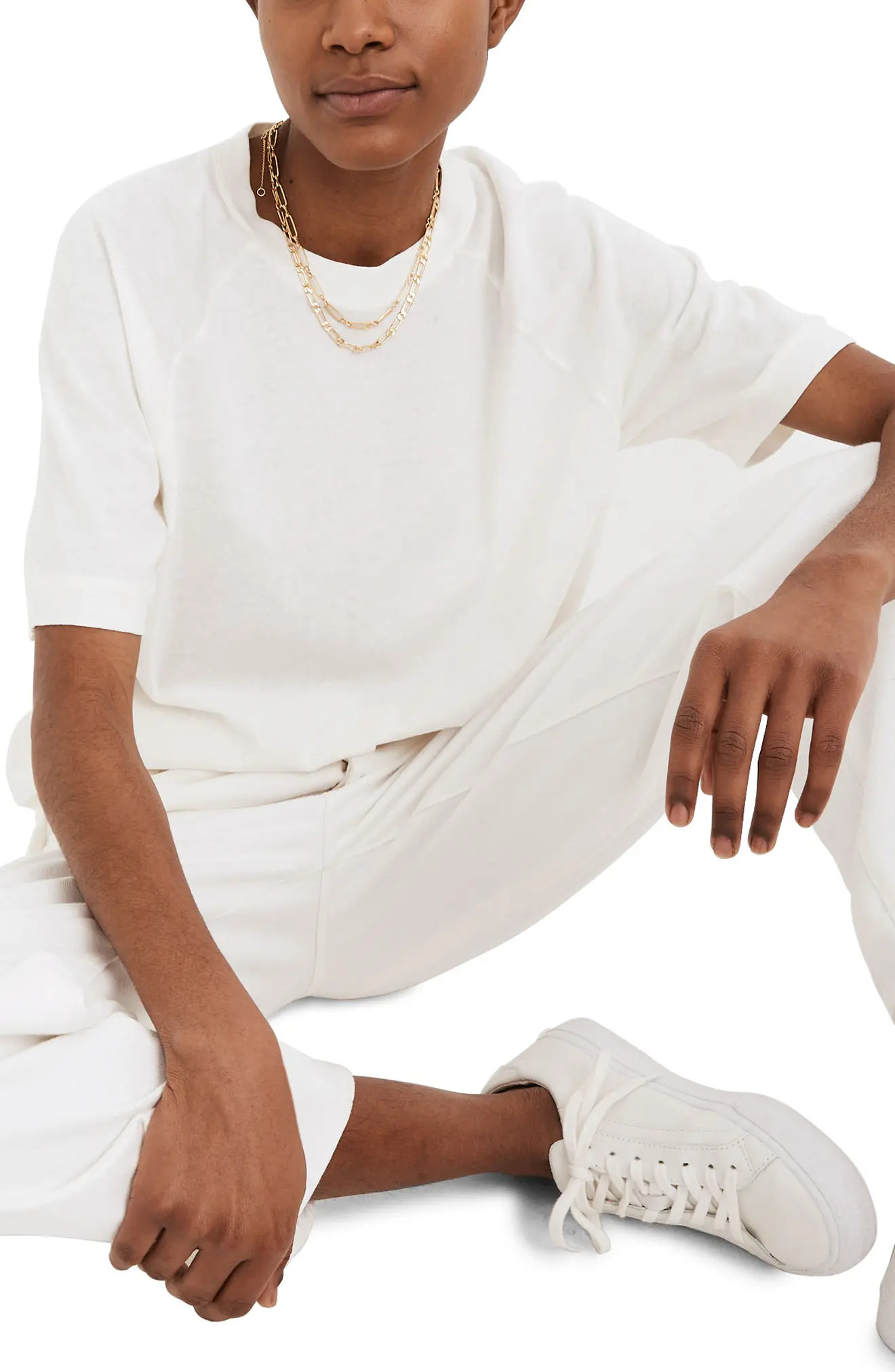 Women's Madewell Softfade Cotton Raglan T-Shirt, Size Small - White | Nordstrom