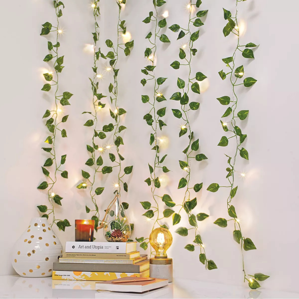 5' x 3.5' LED Vine Curtain String Lights Warm White - West & Arrow: Indoor PVC Ivy Fairy Lights, ... | Target