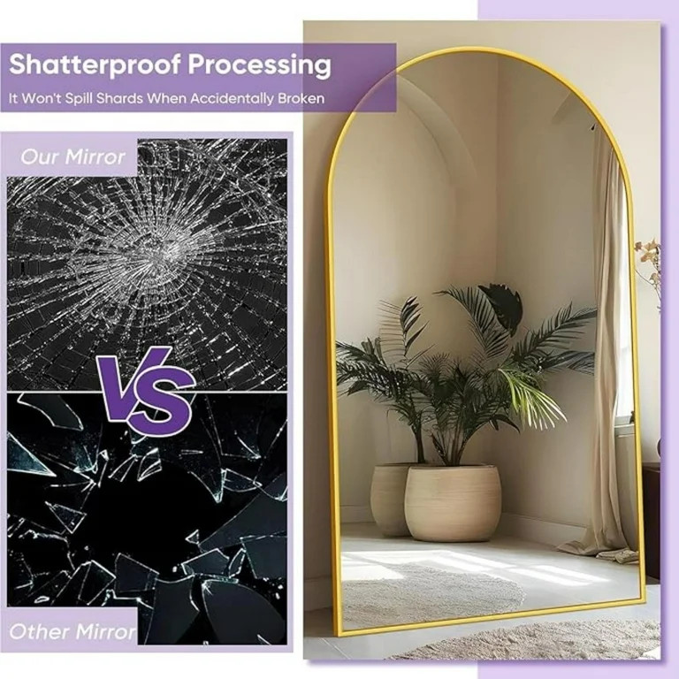 Lumora 35.3"x78" Arched Full Length Dressing Mirror Floor Standing Mirror, Gold | Walmart (US)