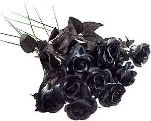 Yebazy 10pack Black Artificial Silk Roses Flowers Fake Silk Rose Bouquets for Wedding Party Home ... | Amazon (US)