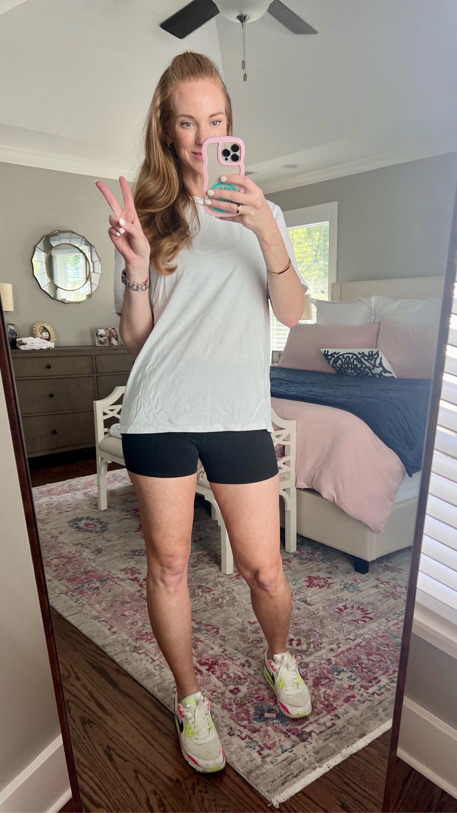 Today’s Momfit is called “dress like your tween” 😂 
I’m trying out the biker shorts with oversized t-shirt trend. The shorts are sooooo comfortable! I’m going to try a longer version too. 

Biker shorts, cool mom, trendy look, oversized T-shirt, Nike Air Max 

#LTKOver40 #LTKStyleTip #LTKActive
