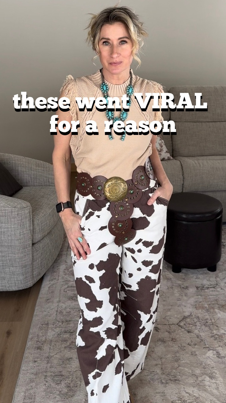 these cow print jeans… I did NOT expect to love this much 🤠

they’re bold but somehow still so easy to style
high waisted, flattering, and actually comfy (!!)

paired them with a simple neutral + statement belt and it just works

if you’ve been on the fence… this is your sign 🐄✨

#LTKFestival #LTKootd #LTKSeasonal