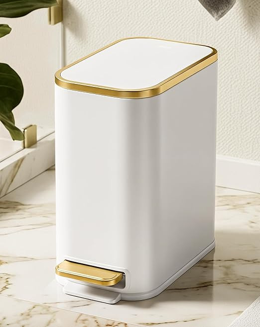 Cesun Small Bathroom Trash Can with Lid Soft Close, 5 Liter/1.3 Gallon Stainless Steel Garbage Ca... | Amazon (US)