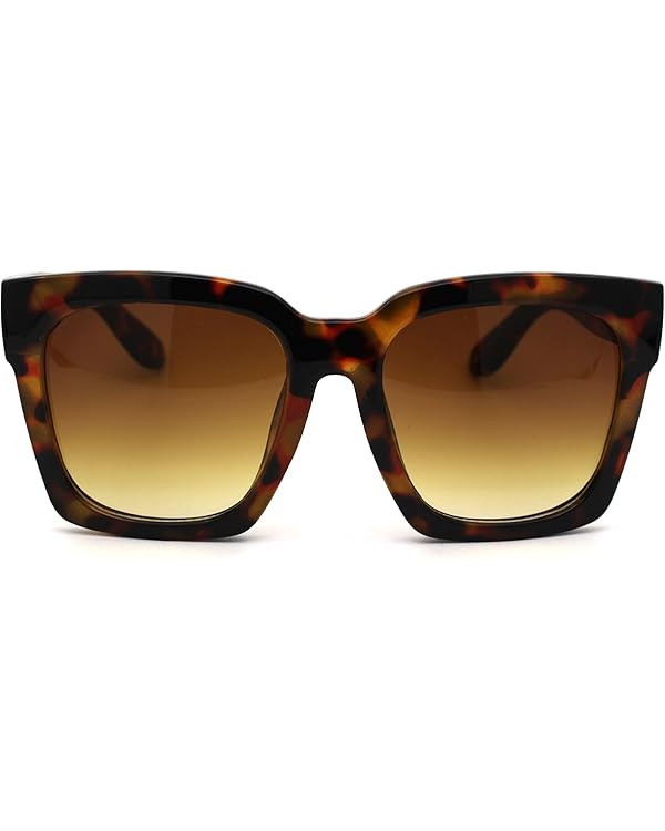 Womens Boyfriend Style XXL Oversize Horned Rim Thick Plastic Sunglasses | Amazon (US)