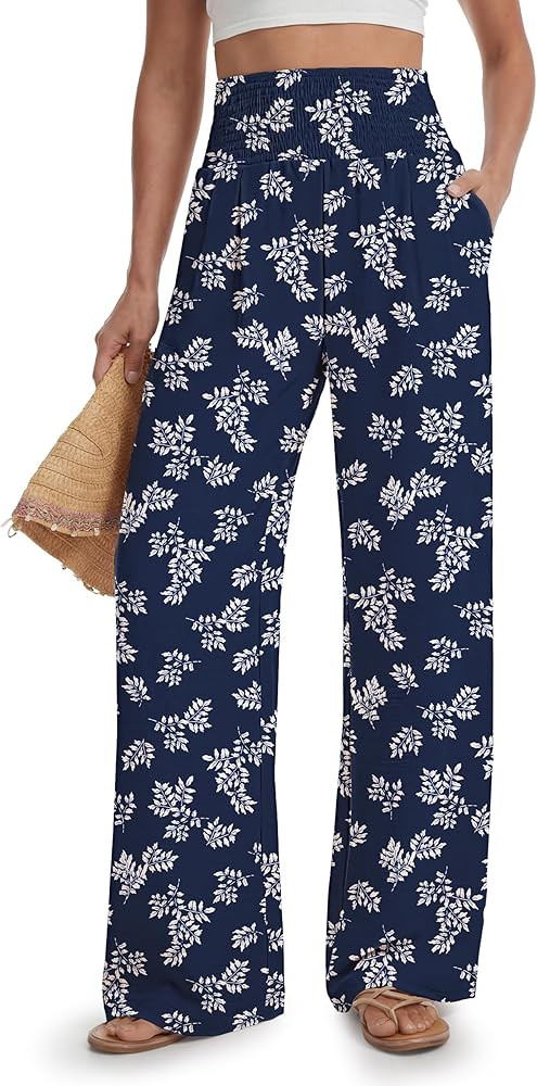 Tall Women's 32"/34"/36" Inseam Palazzo Pants High Waisted Casual Wide Leg Summer Beach Lounge Tr... | Amazon (US)