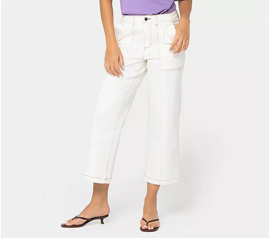 Peace Love World Boheme Regular Cropped Utility Pocket Jeans - QVC.com | QVC