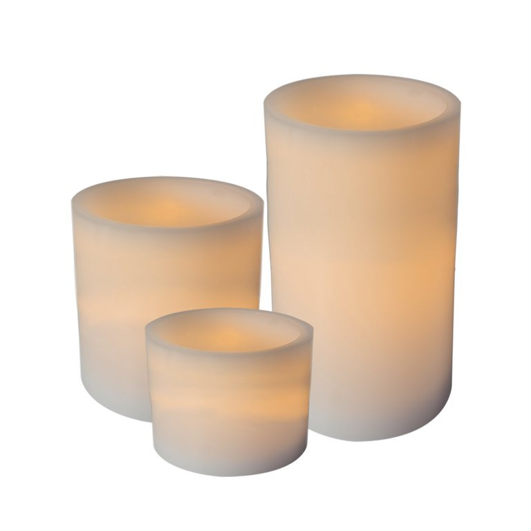 Mainstays 3-Pack Flameless Holiday LED Pillar Candle, White, Various Sizes | Walmart (US)