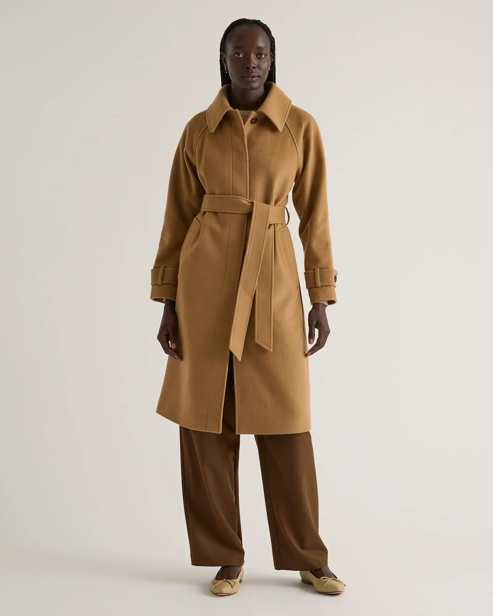 Italian Wool Belted Point Collar Coat | Quince
