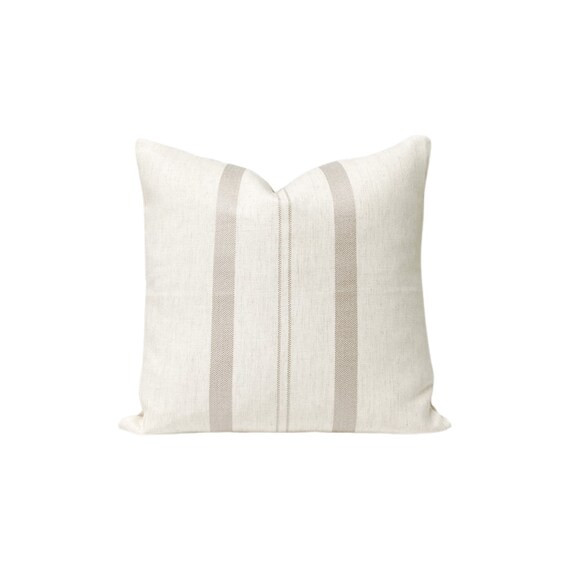 Neutral Striped Pillow Cover // Beige and Greige Pillow Cover | Etsy | Etsy (US)