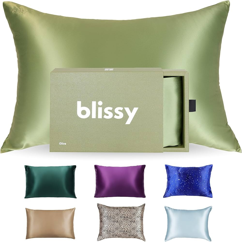 Blissy Silk Pillowcase - 100% Pure Mulberry Silk - 22 Momme 6A High-Grade Fibers - Silk Pillow Co... | Amazon (US)