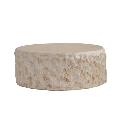 MgO Mid-Century Round Centre Coffee Table Vintage Faux Stone Sofa Pre-Modern Coffee Tables Beige Coffee Table for Living Room Office Apartment | Wayfair North America