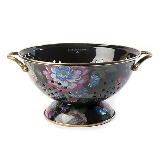 Black Flower Market Large Colander | MacKenzie-Childs