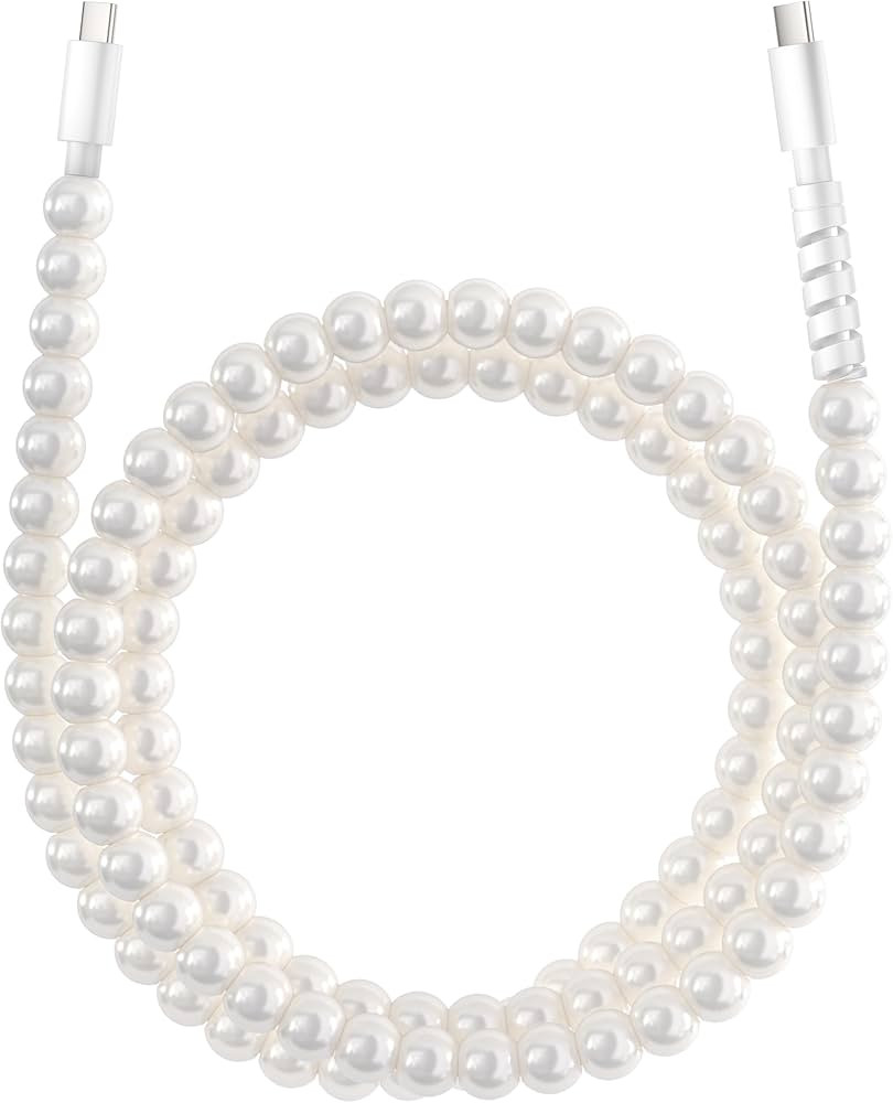 USB to USB C Cable for iPhone 17 Charging Cord 3.3FT Beaded Pearls iPhone Charger Cord for iPhone... | Amazon (US)