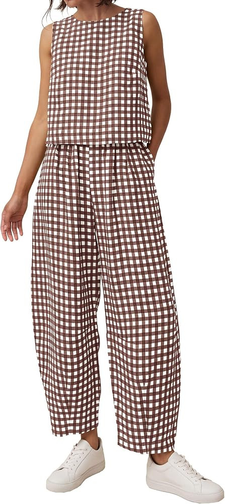 PRETTYGARDEN Womens Plaid 2 Piece Matching Sets | Amazon (US)