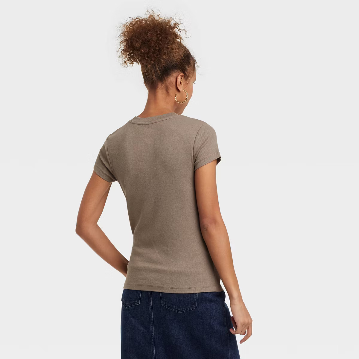 Women's Slim Fit Short Sleeve Ribbed T-Shirt - A New Day™ | Target