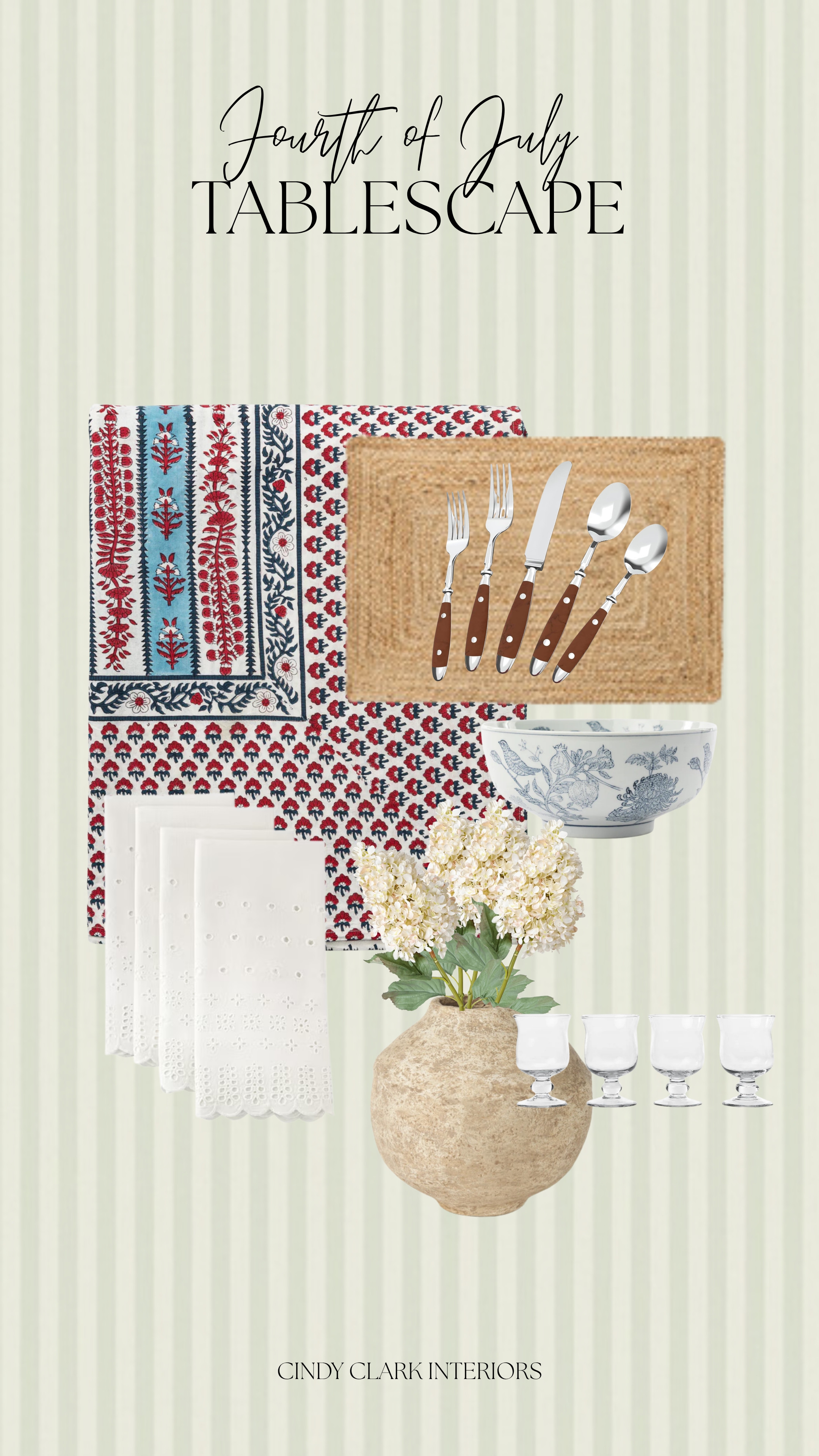 The perfect 4th of July tablescape for hosting! I have been loving this gorgeous Americana tablecloth from McGee & Co.

fourth of July decor, tablescape, silverware, interior design

#LTKOver40 #LTKHome
