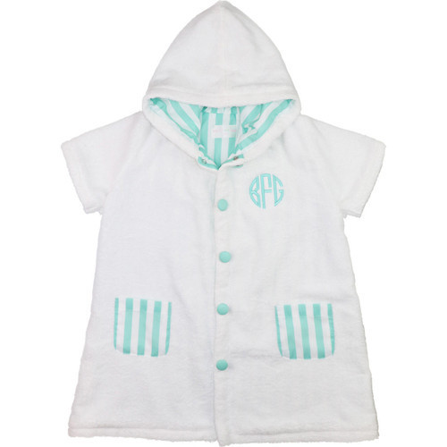 Mint And White Stripe Terry Coverup  - Shipping Mid April | Cecil and Lou