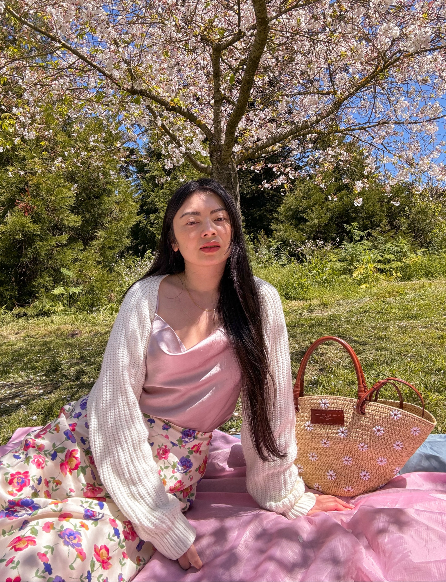 Pretty romantic picnic outfit for spring from Sezane and Love Bonito