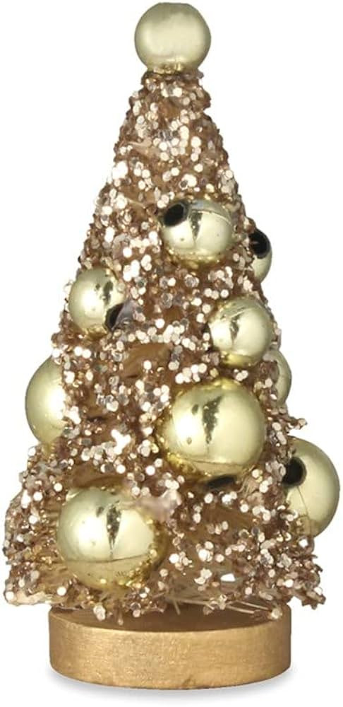 Bethany Lowe Set/6 Gold Glitter Bottle Brush Christmas Tree Retro Vintage Decor | Amazon (US)