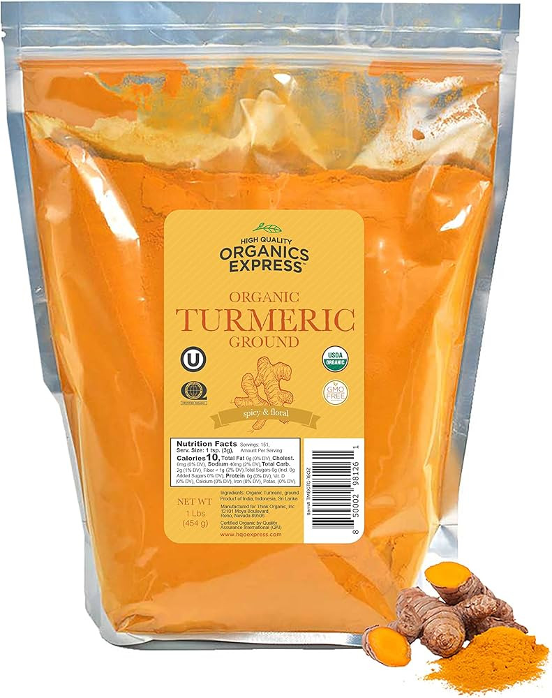 HQOExpress - USDA Certified Organic - Non GMO - Ground Turmeric Spice Powder Seasoning For Cookin... | Amazon (US)