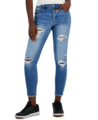 Vanilla Star Juniors' Mid-Rise Distressed Skinny Jeans - Macy's | Macy's