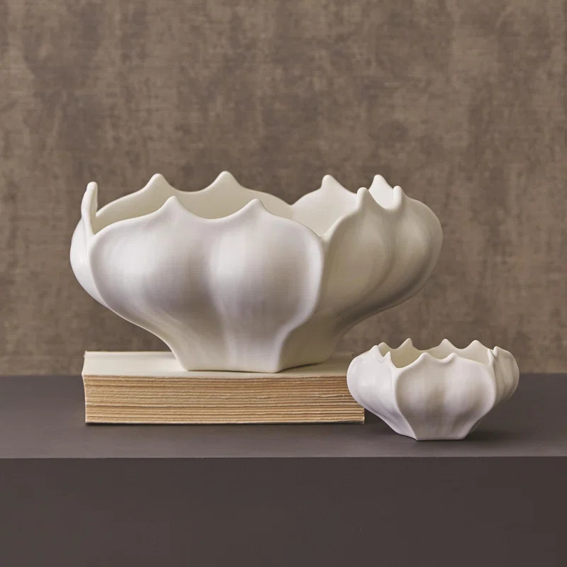 Star Fruit Ceramic Abstract Contemporary Decorative Bowl in White | Wayfair North America