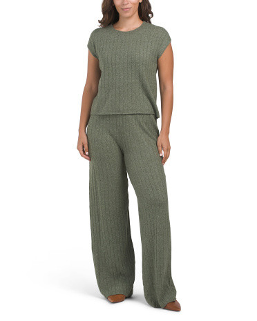 2pc Ribbed Wide Leg Lounge Set | TJ Maxx