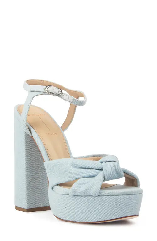 BLACK SUEDE STUDIO Abby Denim Block Heel Platform Sandal in Light Denim at Nordstrom, Size 7Us | Nordstrom