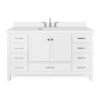 ARIEL Cambridge 61-in White Undermount Single Sink Bathroom Vanity with Pure White Quartz Top | Lowe's