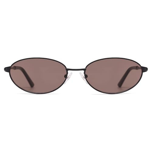 Appassal Retro Oval Sunglasses for Women Mens with Spring Hinge Sunnies AP3696, Black/Brown | Amazon (US)