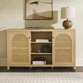 Walker Edison 2-Door Modern Rattan & Wood Sideboard in Coastal Oak | Walmart (US)