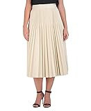 BCBGMAXAZRIA Women's Faux Leather Pleated Skirt with Back Zipper, Sandshell | Amazon (US)