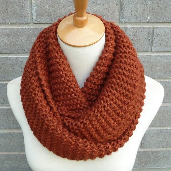 Rust Infinity Scarf  Copper Infinity Scarf  Chunky Knit | Etsy | Etsy (US)