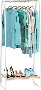 IRIS USA Metal Garment Rack with Wood Shelf, White and Light Brown | Amazon (US)
